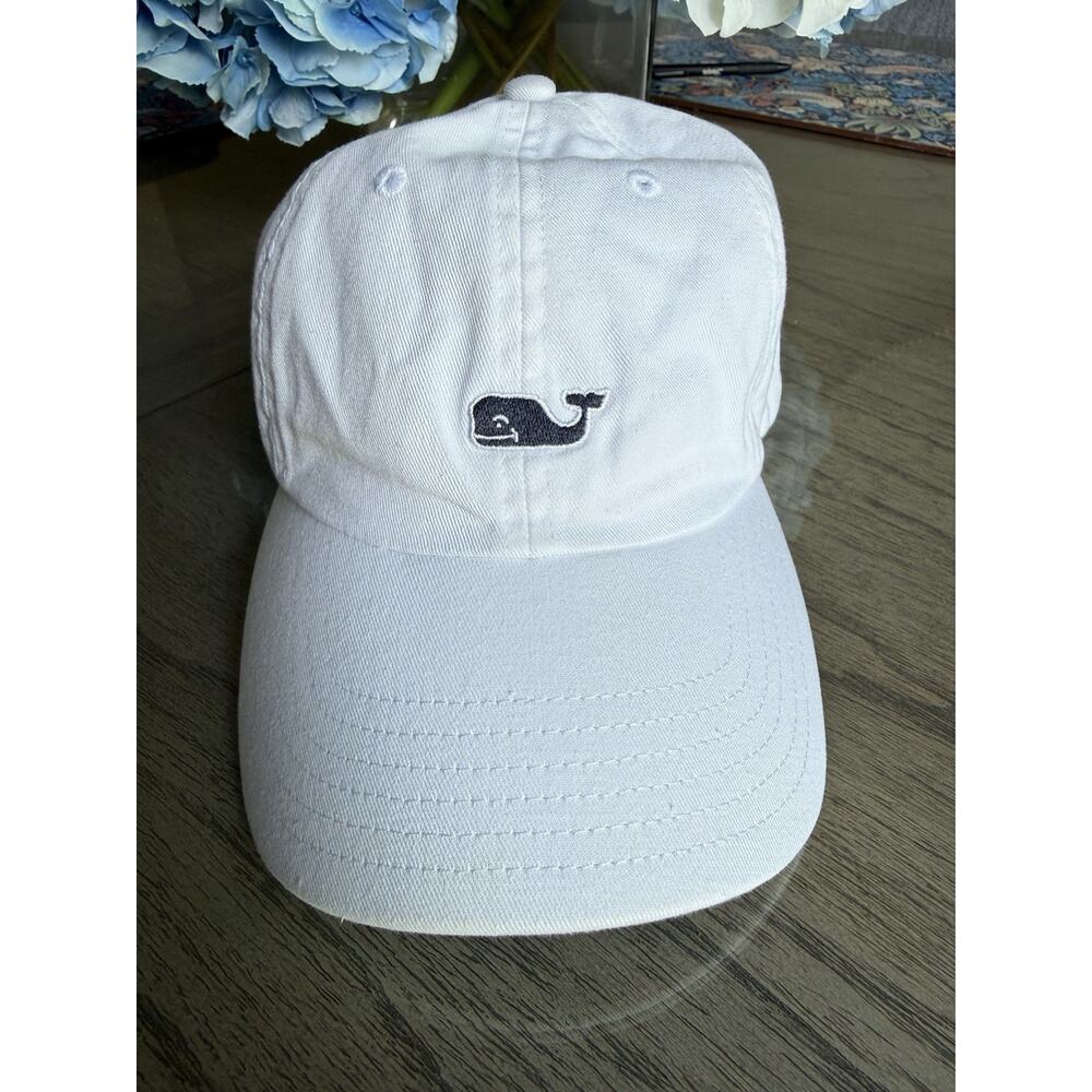 Vineyard Vines Hat W/Leather Strap White Cotton Adjustable Preppy See All Pics